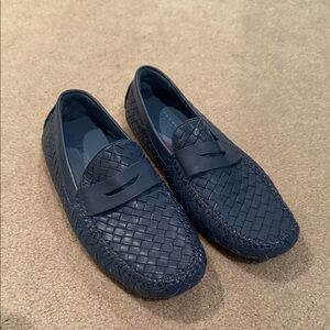 Robert Zur Dark Blue Woven Slip-Ons